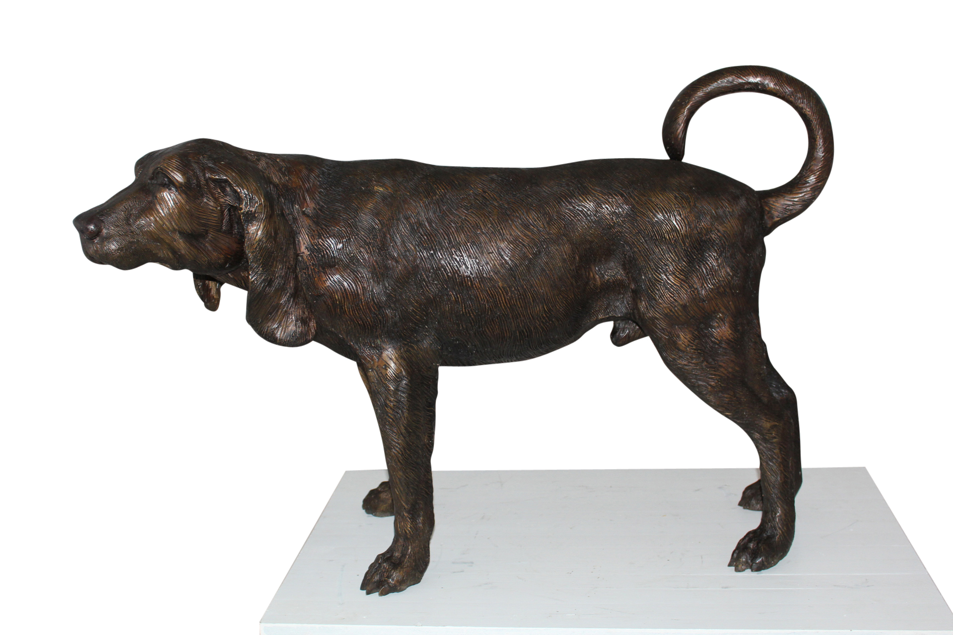 Hound dog Bronze Statue Size 38"L x 12"W x 26"H.