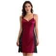 thumbnail image 3 of Bovxnpu Nightgowns for Women Silk Satin Nightdress Sleeveless Sleepshirt Spaghetti Strap Short Nightgown Soft Comfortable Home Lounge Sleepwear, 3 of 8