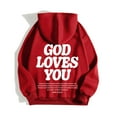 thumbnail image 6 of FASHOFT God Loves You Christian Hoodies for Men Faith Religious God Tops Long Sleeve Pullover Sweatshirt Streetwear Red S, 6 of 8