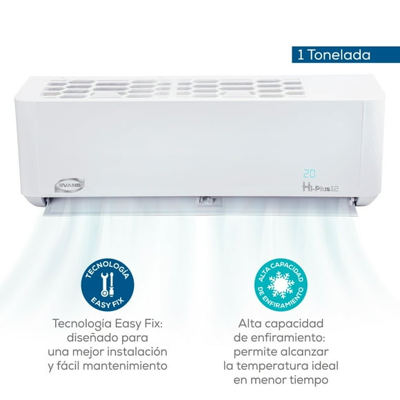 Minisplit Evans 1 Ton Solo Frio 220V Color Blanco 12000 BTU