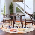 thumbnail image 4 of Welcome Yellow Seashell Round Living Room Rugs 7 ft, Ocean Starfish Summer Washable Area Rug with Non-Slip Sturdy Edge Binding Round Carpet for Kitchen Office Bedroom, 4 of 9