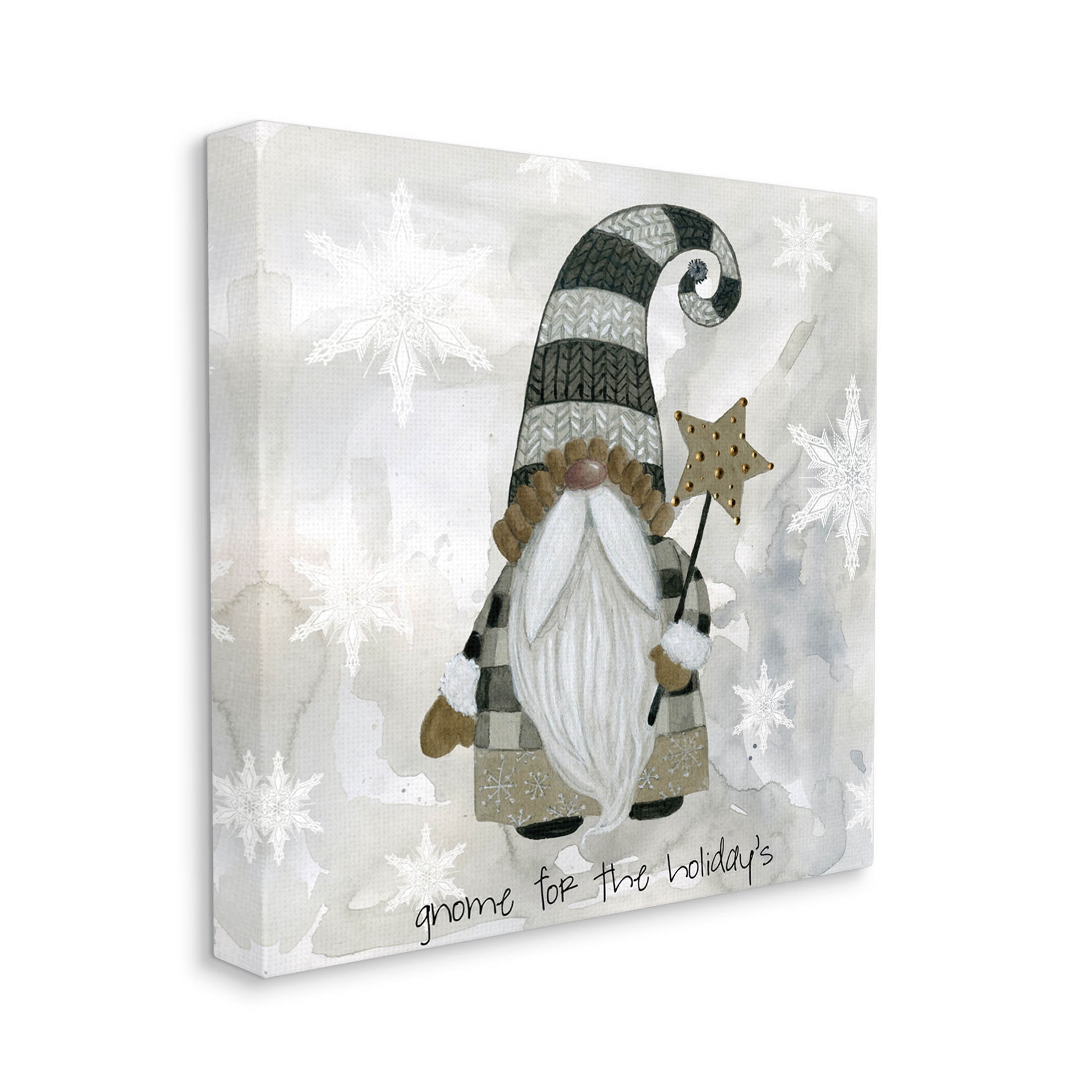 Stupell Industries Gnome For Holidays Snowflakes Graphic Art Gallery Wrapped Canvas Print Wall Art, Design by Livi Finn