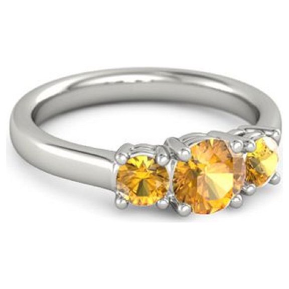 Three Stone Citrine 0.60 Ctw 925 Sterling Silver Women Love Christmas Ring (Sterling Silver, 7)