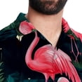 thumbnail image 5 of Flamingo Tropical Rainforest Men's Short Sleeve Poplin Button Down Hawaiian Printed Summer Beach Shirt, Unisex, 5 of 6
