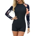 thumbnail image 3 of uublik Womens Long Sleeve Rash Guard Bathing Suit Swimming Suit with Front Zipper Boyleg 1 Piece Wetsuit for Surfing Multicolor, 3 of 5