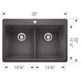 thumbnail image 6 of Blanco 443206 33 x 22 in. 1H 2B Dual Mount Kitchen Sink - Truffle, 6 of 7