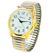 STC Two-Tone Large Face Easy to Read Stretch Band Watch