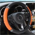 thumbnail image 1 of Funda de cuero suave para volante, protector de volante elástico automático con diamantes de imitación coloridos de 15 pulgadas, diamante de cristal brillante para mujeres y niñas, accesorios de coche, 1 of 4