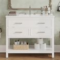 thumbnail image 2 of 36-inch Bathroom Vanity with Ceramic Sink, Tip-Out Tray & 2 Full-Extension Drawers, Soft-Close Slides, Open Shelf, Waterproof MDF, White - Modern Storage Solution, 2 of 10