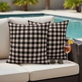 thumbnail image 4 of Black Plaid Outdoor Waterproof Pillow Covers, Vintage Country Gray Buffalo Check Gingham Decorative Square Throw Pillowcase Sofa Cushion Sham for Patio/Couch/Chair, 24"x24" 2 Pack, 4 of 8