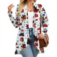 thumbnail image 6 of Women's Fall and Winter Fashion Casual Print Long Sleeve Mid-Length Cardigan Jacket, Christmas Theme for Holiday Season,Sky Blue,5XL, 6 of 6