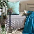 thumbnail image 3 of The HomeCentric Aqua Blue Pillow Cover Peacock Feather Sequins Beaded Sparkly Glitter Pillow Cover Pillow Cover Pack of 2 14x14 inch (35x35 cm) Square Silk Pillow Cover Couch Floral - Peacock Grace, 3 of 12