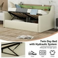 thumbnail image 3 of Bellemave Upholstered Plywood, Medium Density Fiberboard, PU Leather LED Light twin size, 3 of 10