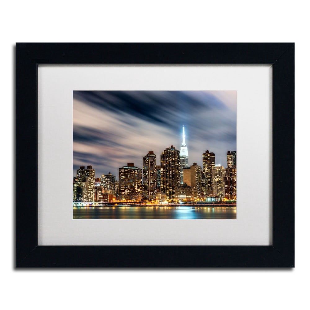 Trademark Fine Art "Midtown Over the East River-V" Canvas Art by David Ayash, White Matte, Wood Frame