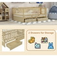 thumbnail image 6 of Bellemave Full Size Platform Bed Frame with Storage Drawers and Fence Guardrails Convertible Full Daybed and Floor Bed for Teens (Full, Natural), 6 of 11