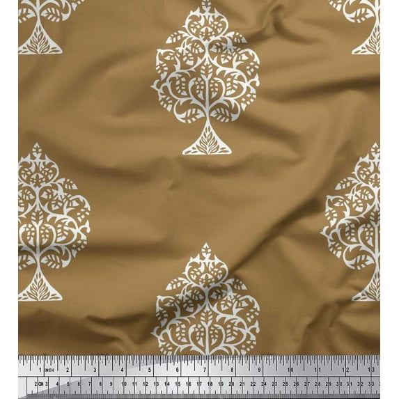 Soimoi Georgette Viscose Fabric Tree Block Decor Fabric Printed Yard 42 Inch Wide