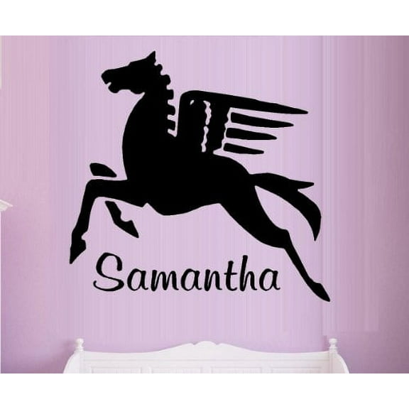PEGASUS, WITH (CUSTOM NAME) ~ WALL DECAL, 21" X 20"