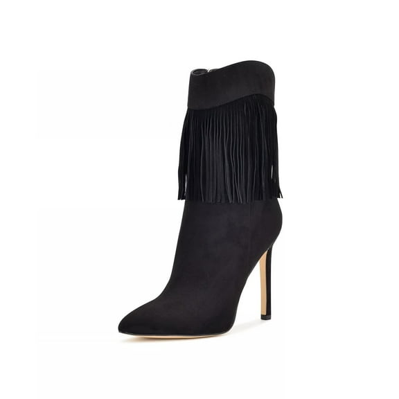 Nine West Tries2 Black1 Suede Fashion Pointed Toe Womens Dress Ankle Booties (Black, 6)