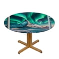 thumbnail image 3 of WYYP Northern Lights Snow Mountain Round Table Cloth 100% Polyester Fiber for Picnic Dining Kitchen Farmhouse White, 3 of 8
