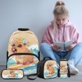 thumbnail image 2 of Bulopur Girls 17 Inch Backpack Set 4 Piece Capybara Print School Bookbag with Full Accessories: Lunch Box, Water Bottle Holder, Pencil Case for Toddler Girls, 2 of 8