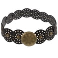 thumbnail image 1 of Cinturón de disco hueco ancho estilo bohemio occidental, cinturón de cuero estilo vintage con hebilla de metal, accesorio de moda inspirado en vaqueros para mujer, 1 of 7