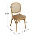 thumbnail image 3 of Jints Wood Dining Chair with Cane Rattan Wood Webbing, Natural, Set of 2, 3 of 8
