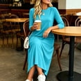 thumbnail image 6 of HBGVBA Casual Maxi Dresses for Women T Shirt Dress 3/4 Sleeve Crewneck Side Slit Pocket Loose Soft Stretchy Dress, 6 of 6