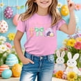thumbnail image 4 of WERYOUNG Girl's T-Shirts Easter Short Sleeve Crewneck Cute Bunny Egg Print Kids Casual T Shirts Leisure Wear Relaxed Fit Tee Shirts Holiday Vacation Soft Comfortable Children Top, 4 of 4