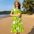 thumbnail image 4 of Balery Green Apple Vestidos sueltos de manga corta para mujer, vestidos de verano 2025, vestidos casuales de corte A con vuelo., 4 of 6