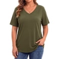 thumbnail image 2 of WellSize Plus Size Womens T Shirts V Neck Tunic Tops for Women Summer Short Sleeve Shirts Basic Tops, 2 of 8