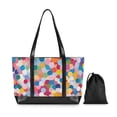thumbnail image 7 of FORMRS Canvas Laptop Tote Bag for Women with 15.6" Computer Compartments Shoulder Handbag, Yellow Colorful Circles, 7 of 7