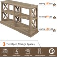 thumbnail image 6 of Console Table, Narrow Sofa Entry Table with 3-Tier Open Storage Spaces & "X" Legs, Pine Wooden Table Hallway Table Entry Table Entryway Shelf for Living Room, White Wash, 6 of 7