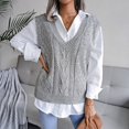 thumbnail image 2 of Manxivoo Sweater Vest Women, Women Autumn and Winter Casual Solid Color V Neck Knit Sweater Vest Cable Knitted Sleeveless Checked Knitwear Tanks Sweaters for Women Hot Pink, 2 of 8