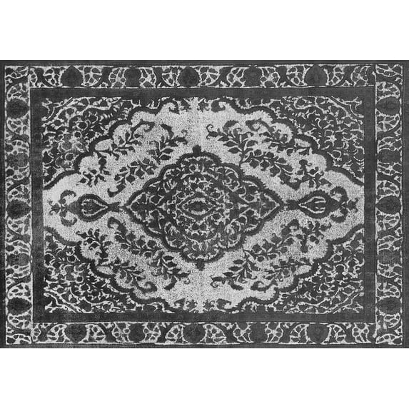 Ahgly Company Indoor Rectangle Oriental Gray Industrial Area Rugs, 5' x 7'