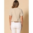 thumbnail image 3 of DARING DIVA Women's Business Blazer 3/4 Sleeve Collarless Cardigan L Beige, 3 of 5