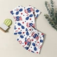 thumbnail image 5 of Bysome 4Th Of July Girls Outfit Set Striped Print Short Sleeve Crew Neck With Shorts Summer Independence Day Casual Girl Outfit Size 9-10 Years Blue, 5 of 5