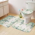 thumbnail image 4 of Sage Green Eucalyptus Leaf Bathroom Rugs Set Spring Summer Botanical Retro Non Slip Absorbent Soft Bath Mats 3 Piece Set with Bathroom Rug, U-Shaped Floor Mat, Toilet Seat Cover Small Size, 4 of 9