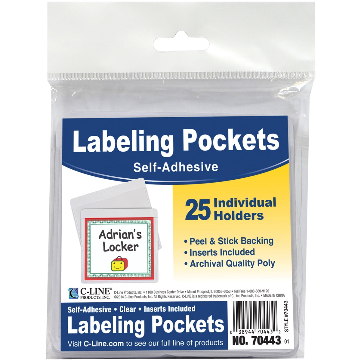Adhesive Rectangle Lable Pockets 20ct Clear 