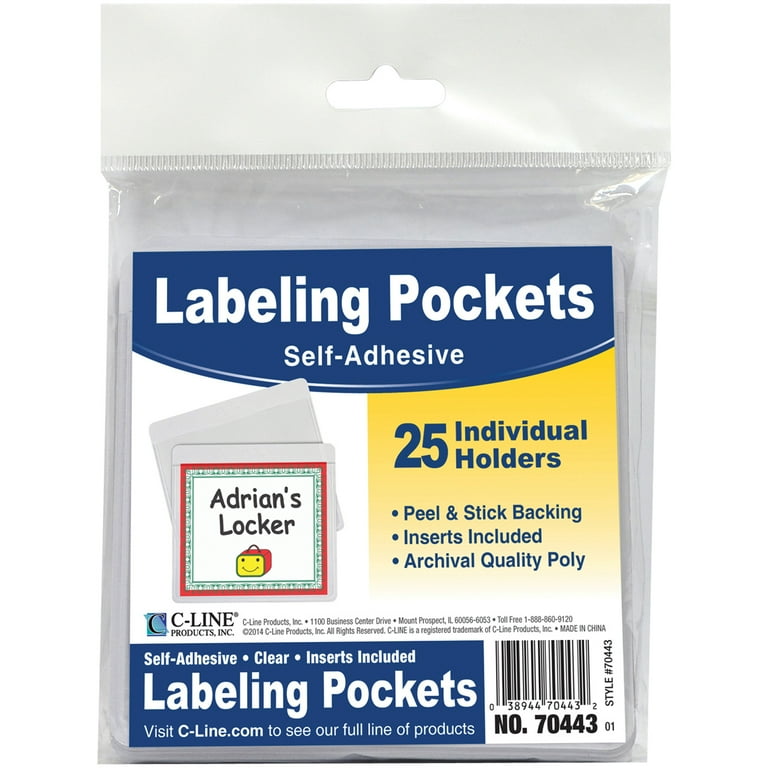 Clear Adhesive Label Pockets 30 Pack - Self-Stick Sleeves For Storage Bins,  Planners, Index Cards Planner Card Pockets