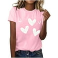 thumbnail image 4 of Posijego Valentine's Day Tops for Women Crew Neck Short Sleeve Heart Graphic T-Shirts Spring Summer Cute Tunic Blouses, 4 of 5