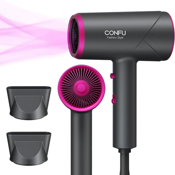 CONFU Hair Dryer, 1875W Ionic Blow Dryer, Portable lightweight with 2 Concentrator Nozzles for Home & Travel