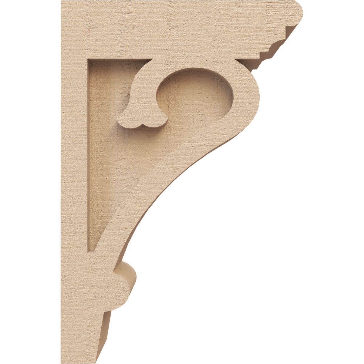 3"W x 6"D x 9"H Classic Mayflower Rough Cedar Woodgrain TimberThane Corbel, Primed Tan