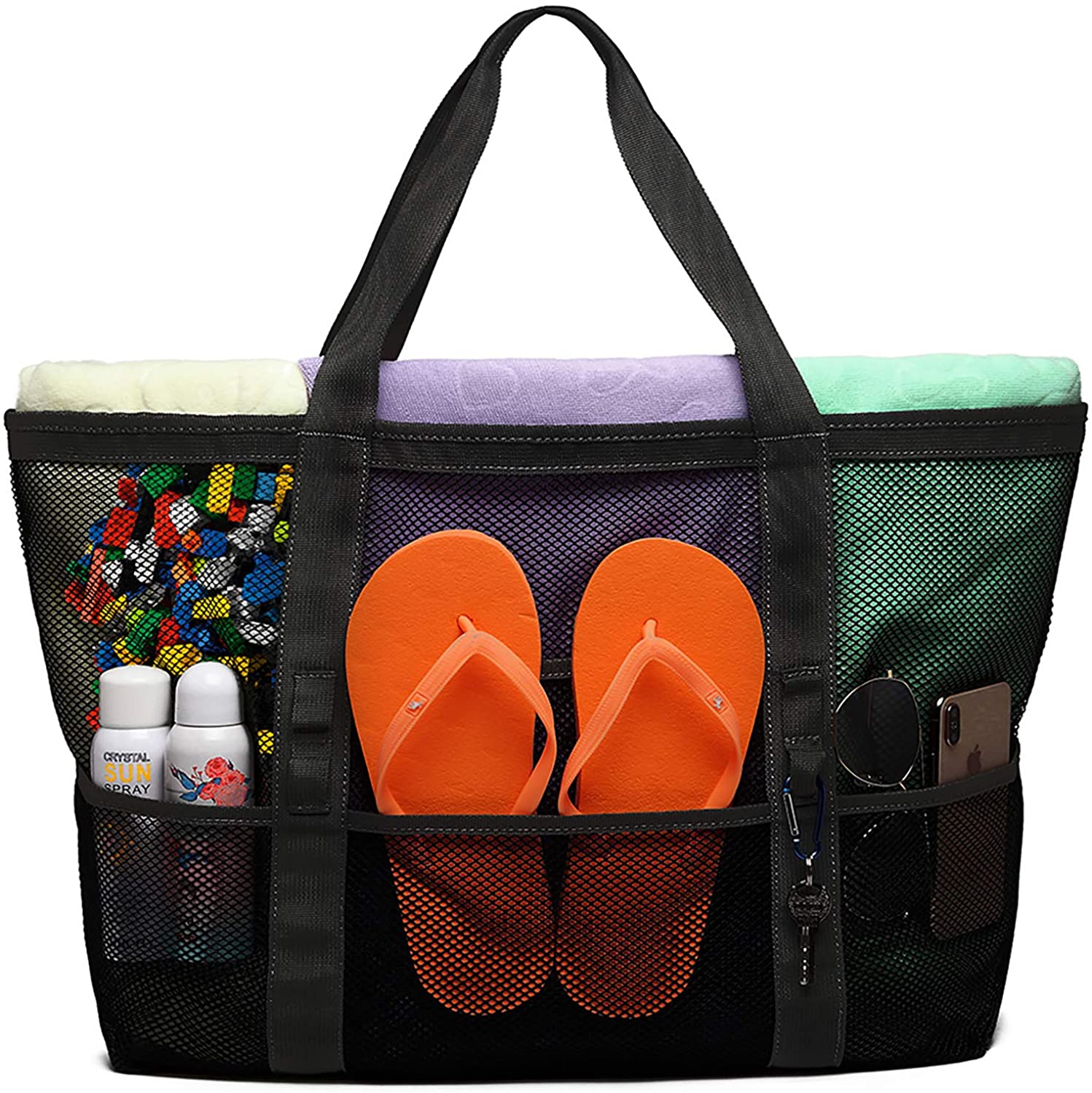 Oversized Mesh Beach Bag 8 Pockets Beach Tote Travel Beach Toy Bag Walmart Canada