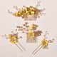 thumbnail image 3 of Nvzi Horquillas para el pelo de boda con flores para novia, peinetas con perlas de cristal, pinzas para el pelo, accesorios para el pelo de boda dorados, joyas, color amarillo, 3 of 5
