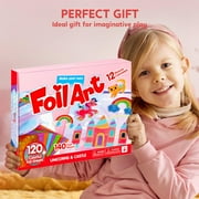 Joyfy Fashion Foil Art Kit for Kids, Mess Free Travel Toys with Foil Foam Stickers, Christmas Birthday Gift for Boys and Girls Ages 4 and Up