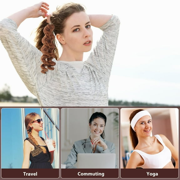 HEANUJJ Women Wigs Long Braided Curly Hair Extension Light Brown 1Pcs Versatile Design For Everyday Wear