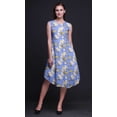 thumbnail image 3 of Bimba Robe Midi Évasée d'Été Décontractée Sans Manches à Imprimé Floral et Feuilles Bleu Oiseau Oiseau pour Femmes - Petit, 3 of 6