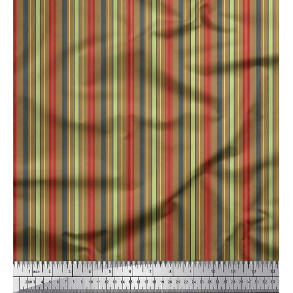 Soimoi Cotton Duck Fabric Vertical Stripe Print Fabric by Yard 42 Inch Wide