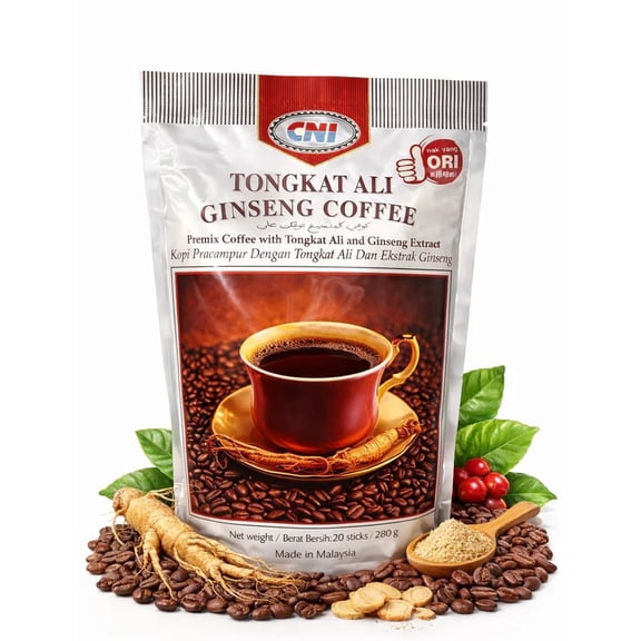 Tongkat Ali Ginseng Coffee Herbal Blend with Maca Root, Cordyceps & Reishi Mushroom Extracts