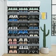 thumbnail image 2 of Ktaxon 36 Cubes 72 Pairs Modular Plastic Shoe Storage Cabinet Boxes Expandable 12 Tiers Shoe Rack Shelf Tower Stand Shoe Storage Organizer for Hallway Bedroom Closet Entryway Black, 2 of 12